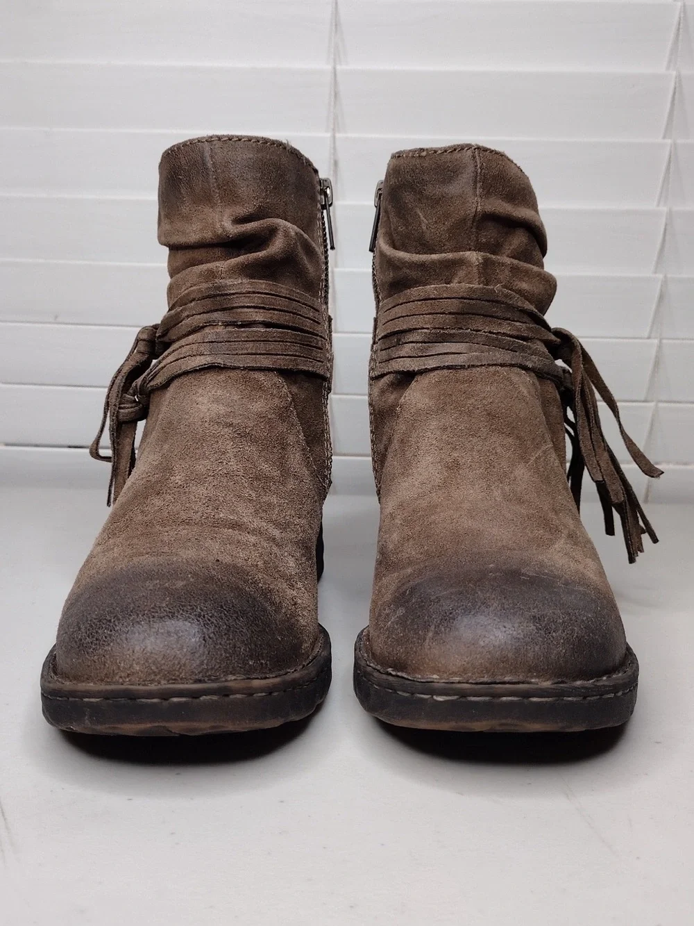 Born Cross Sz 7M Leather Boho Western Ankle Boots - Picture 6 of 13